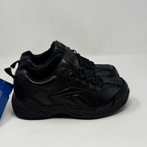 Reebok Jorie Sneakers Mens 7 Black Leather Soft Toe Slip Resistant EH Work Shoes